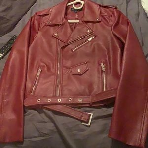 Red Pleather Moto Jacket